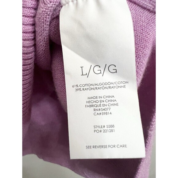 CABI Luxury Boxy V-NECK SWEATER Size Large PURPLE Soft Rayon Travel Top Shirt - Picture 5 of 8